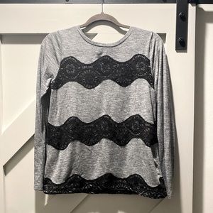 Loft Black Lace striped long sleeve